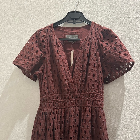 NWT ANTHROPOLOGIE The Somerset Maxi Dress Special Eyelet Edition Womens S Brown - Picture 4 of 4